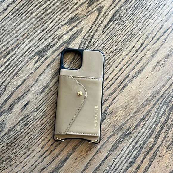 Bandolier Tan iPhone 13 Phone Case with Card Slot - Picture 2 of 7